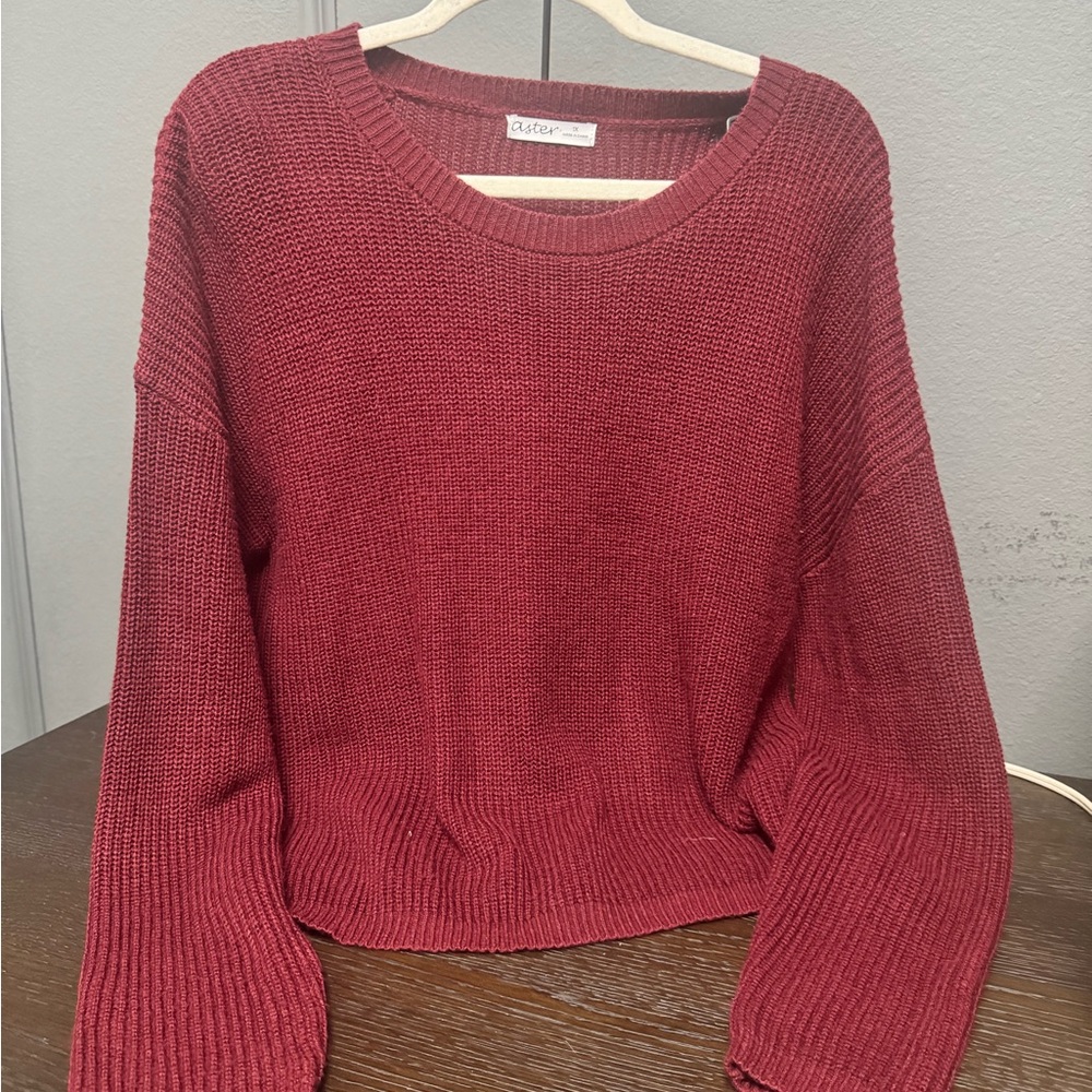 Aster Burgundy Crew Neck Sweater